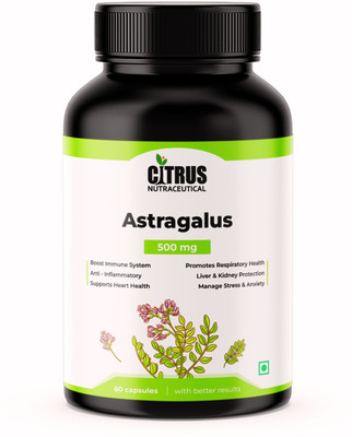 CITRUS NUTRACEUTICAL Astragalus Root Extract 500 mg For Immunity and Supports Lungs Heart and Liver(60 Capsules)