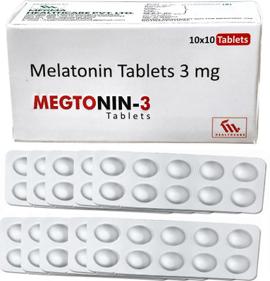 Megma Health Care Melatonin 3 mg Veg Tablets, Helps improve Sleep Quality, Anti-Oxidant Support as(100 Tablets)