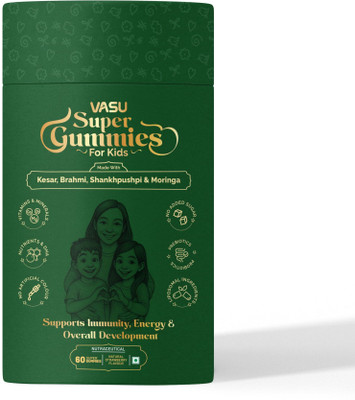 VASU Super Gummies for Kids - Enriched with Kesar, Moringa, Brahmi & Shankhpushpi(60 No)