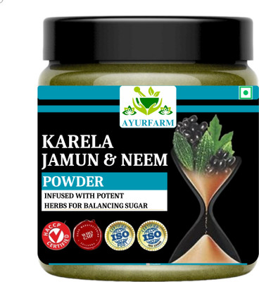 Ayur Farm Neem Karela Jamun Powder Helps in Sugar Balance | Karela Jamun Powder with Neem(100 g)