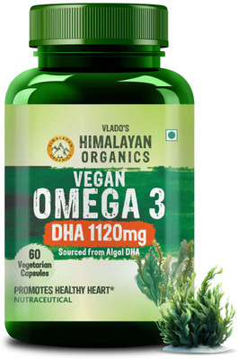 Vlado's Himalayan Organics Vegan Omega 3 6 9 with DHA (560mg) for Healthy Heart, Joints & Eyes(60 Capsules)