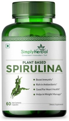 Simply Herbal Spirulina Capsules 2000Mg Green Food For Good Health & Weight Management(60 Capsules)