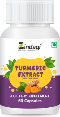 Zindagi Turmeric Extract Capsules With Curcumin | antibacterial properties |(60 g)