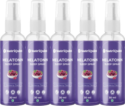 NutriQuint Sound Sleep Supplements Oral Spray 30 ml | Cranberry Flavor(5 x 30 ml)