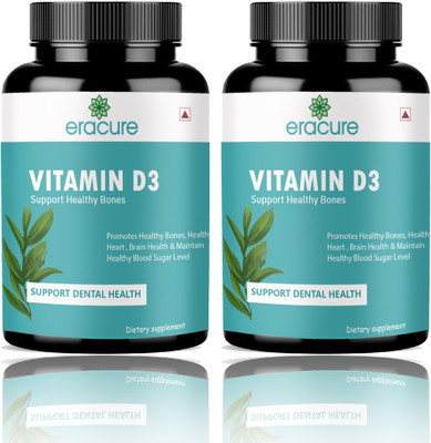 EraCure Plant Based Vitamin D3 K2 MK7 Supplement Veg (D274)(2 x 60 Tablets)