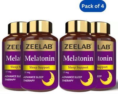 zeelab Melatonin 10mg Sleeping Capsule | Sleeping Pill for Deep and Stress Relief Sleep(4 x 60 Capsules)