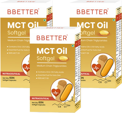 BBETTER MCT Oil Softgels - 1000mg | Helps Support Energy, Metabolism & Brain Function(3 x 60 Capsules)