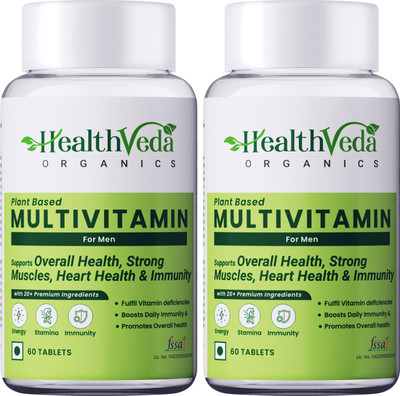 Health Veda Organics Multivitamin for Men Supplement for Enhances Energy, Stamina & Immunity(2 x 60 Tablets)