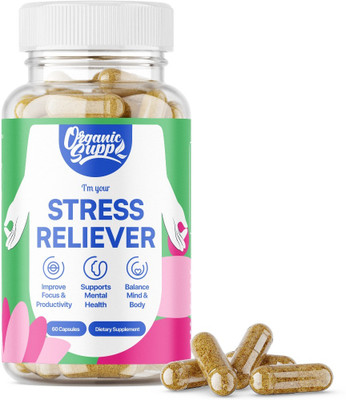 OrganicSupp Stress Reliever Advanced Herbal Formula for Stress, Anxiety & Mood Balance(60 Capsules)