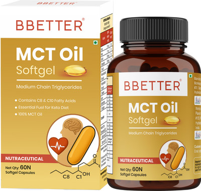 BBETTER MCT Oil Softgels - 1000mg | Helps Support Energy, Metabolism & Brain Function(60 Capsules)