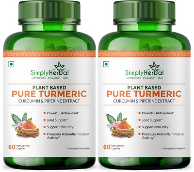 Simply Herbal Turmeric curcumin extract with piperine 800mg(2 x 60 Capsules)