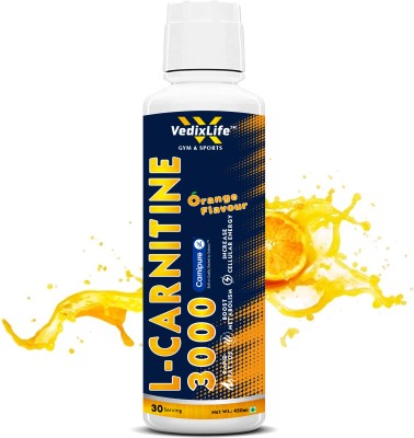 VedixLife L-Carnitine 3000 mg Liquid, Converts Fat into Energy Orange Flavour(450 ml)