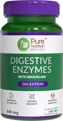 Pure Nutrition Digestive Enzymes with Bromelain Supports Digestion & Absorption of Nutrients(60 Capsules)