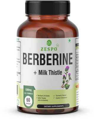 ZESPO BERBERINE: Metabolic & Liver Support with Turmeric, Milk Thistle, Cinnamon(1300 mg)