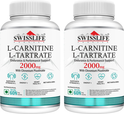 SWISSLIFE FOREVER L-Carnitine Tartrate 2000mg | Promotes cardiovascular health(2 x 60 Tablets)