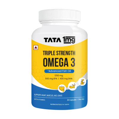 TATA 1mg Triple Strength Omega 3 Fish Oil | 560mg EPA & 400mg DHA High Strength Capsule(90 x 1 Capsules)