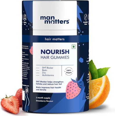 Man Matters Biotin Gummies For Hair & Skin | Healthier & Stronger|Vegan & Gut Friendly(60 No)