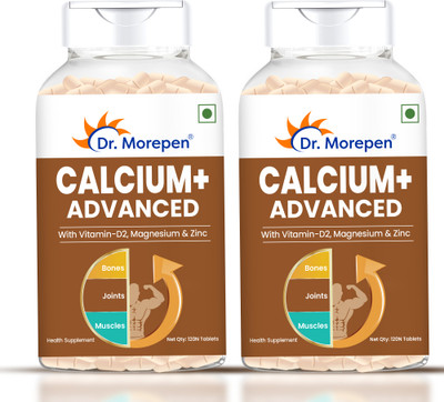 Dr. Morepen Calcium+ Advanced Tablets with Vitamin - D2, Magnesium & Zinc - 240 Veg Tablets(2 x 120 Tablets)