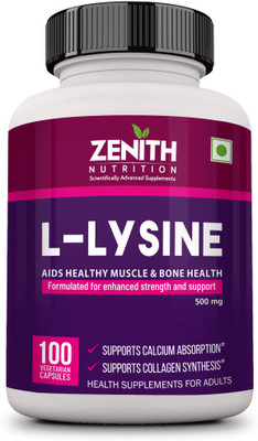 Zenith Nutrition Nutrition L-Lysine 500 mg - 100 Capsules Lab tested(100 Tablets)