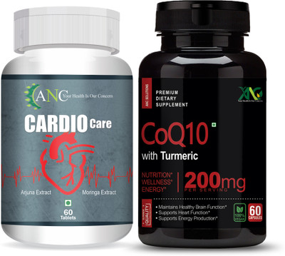 ANC High Absorption CoQ10 with Turmeric & Cardio Care with Arjuna for Heart Health(120 Capsules)