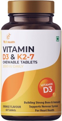 Eurus Lifesciences LLP EUR Health VITAMIN D3&K2 Cheawable Tablets2000IU DAILY (Orange Flavour)(60 Tablets)