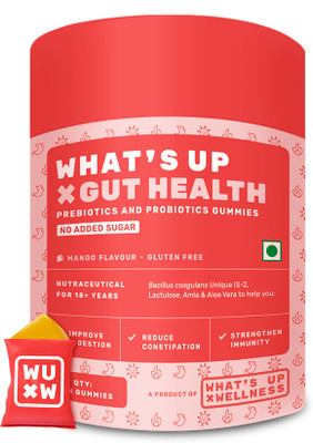 What's Up Wellness Gut Health Gummies | Reduce Constipation | Mango Flavour |(30 No)