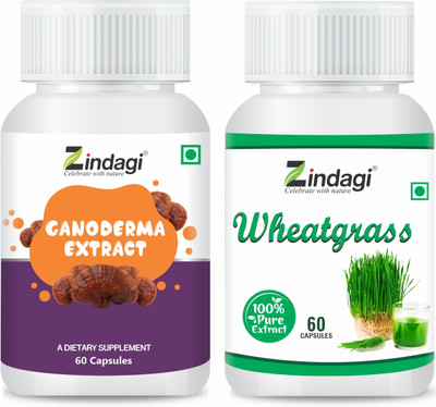 Zindagi Pure Wheat Grass & Ganoderma Extract Capsules (Combo)(2 x 60 No)
