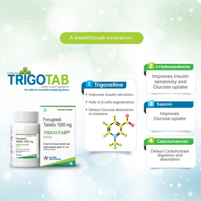 TRIGOTAB Fenugreek Seed Extract Powder Tablets for Diabetes - 60 Tablets(3 x 60 Tablets)