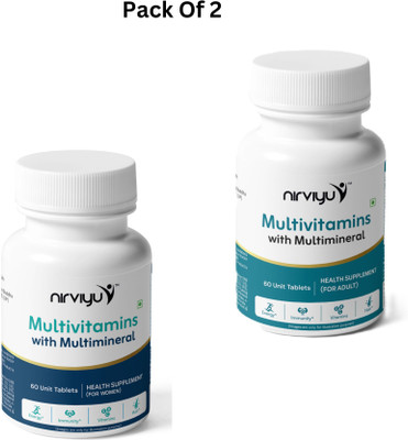 Nirviyu Multivitamins with Multimineral Tablets for Women & Adults Daily Health Support(2 x 60 Tablets)