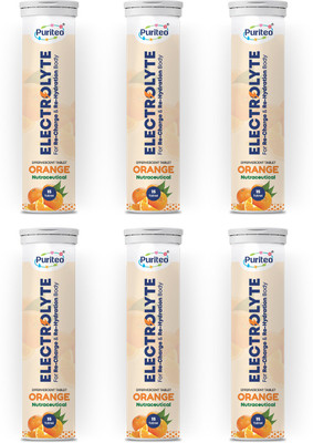 puriteo ELECTROLYTE EFFERVESCENT TABLET ORANGE 06(6 x 15 Tablets)