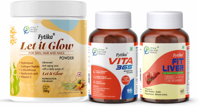 FYTIKA Let it Glow Fruit Punch-200G + Vita 365-60 Tabs + Fit Liver-60 Tabs(3 x 66.67 g)