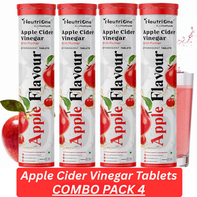 NeutriOne Apple Cider Vinegar with Mother | 60 Effervescent Tablets for Weight Loss(4 x 15 Tablets)