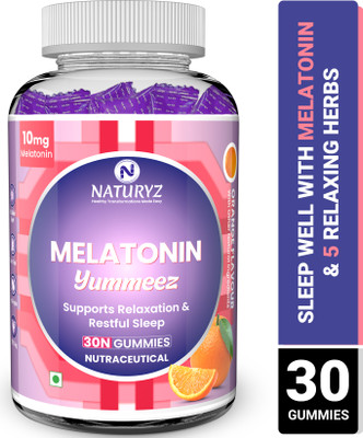 NATURYZ Melatonin 10mg Gummies with Chamomile for Sound Sleep & Muscle Relaxation(30 No)