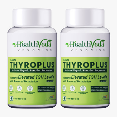 Health Veda Organics Thyroplus Supplements for Thyroid support(2 x 60 Capsules)