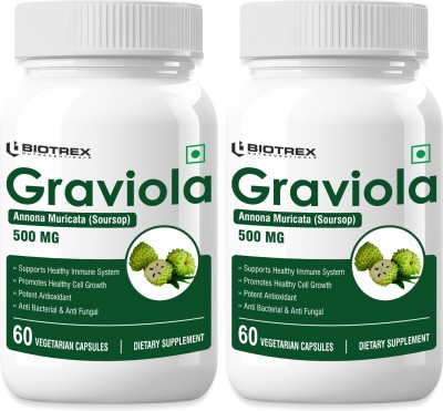 BIOTREX NUTRACEUTICALS Graviola 500mg - 60 Veg Capsule, Pack Of 2(2 x 30 No)