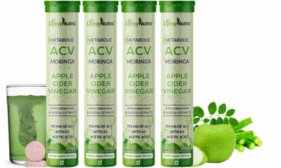 Lifesy Nutra Apple Cider Vinegar Moringa Effervescent Tablet, ACV Moringa To Control Cravings(4 x 15 Tablets)