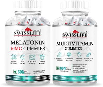 SWISSLIFE FOREVER Combo Pack of Melatonin 10 Mg Gummies & Multivitamin Gummies (60 Gummies Each)(2 x 60 Tablets)