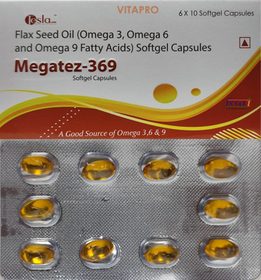 VITAPRO Megatez Omega 369 Derived From Flaxseed Oil Skin Heart Bone Joint Health(60 Capsules)