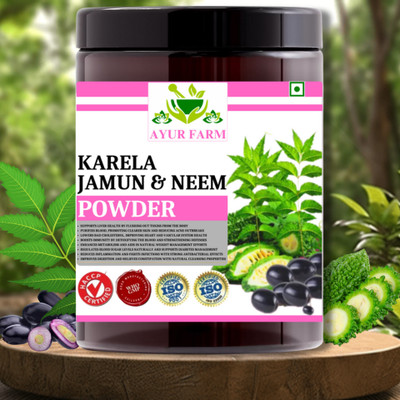 Ayur Farm Neem Karela Jamun Powder Helps in Regulate Your Blood Sugar Levels Naturally(300 g)