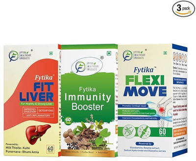 FYTIKA HEALTHCARE PRODUCTS Fit Liver + Immunity Booster + Flexi Move - Combo Pack(3 x 60 Tablets)