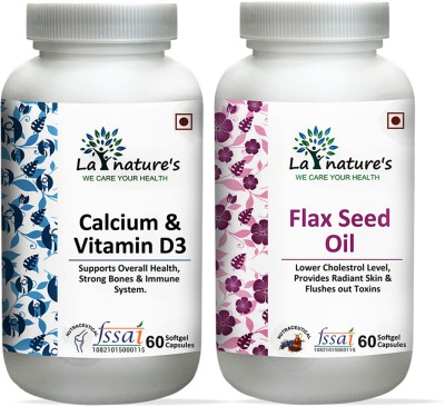 La Natures Calcium & Vitamin D3 + Flax Seed Oil Capsule(2 x 30 Capsules)