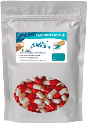 Ajay Enterprises Empty Vegetarian Capsules Pharma Raw Materials (Red White Size 0)1000Pieces)(1000 Capsules)