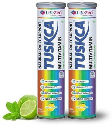 Lifezen Multivitamin-Immunity-stay active-20 Effervescent tab-Lime & Lemon- Pack of 2(2 x 500 mg)