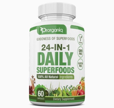 Prorganiq 24-in-1 Daily Superfoods Multivitamin Multimineral Capsules for Men & Women(60 Capsules)