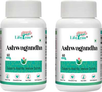 LifeTree Ashwagandha Capsules Supports Healthy Immune System Supplement(2 x 60 Capsules)
