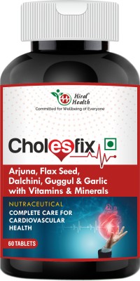 Hiral Health Cholesfix Tablets: Arjun chal, Flax seed with vitamins & Minerals | Heart health(60 Tablets)