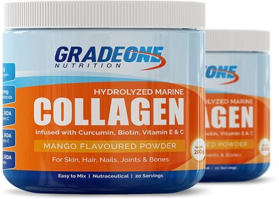 GRADEONE NUTRITION Marine Collagen Powder for Skin, Nails, Hair & Joints Women & Men Supplement(2 x 200 g)