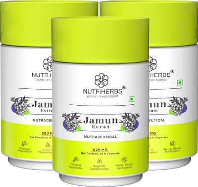 Nutriherbs Jamun Seed Powder Capsule |Supports Sugar Control & Diabetes for Men & Women(3 No)