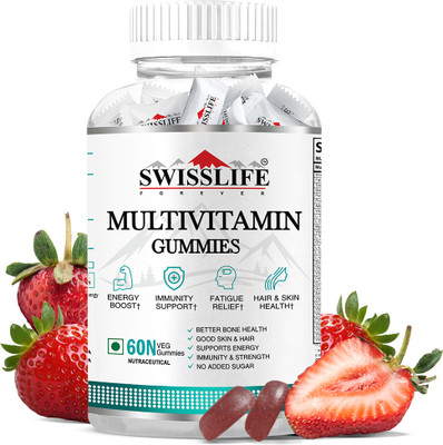 SWISSLIFE FOREVER Multivitamin Gummies Folic acid with Vit. C | Support Energy Boost & Immunity(60 Tablets)