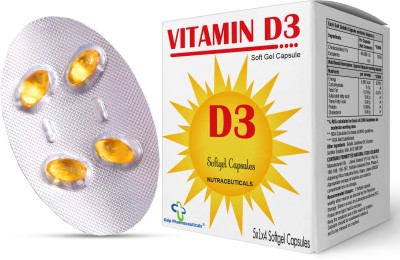 KELP PHARMACEUTICALS Vitamin D3 (60000 IU), For One-A-Week For Strong Bones, Immunity and Muscle(20 Capsules)